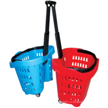 Горячий продукт Rolling корзина с колеса плетеными basketTwo колеса супермаркет корзина покупок